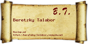 Beretzky Talabor névjegykártya